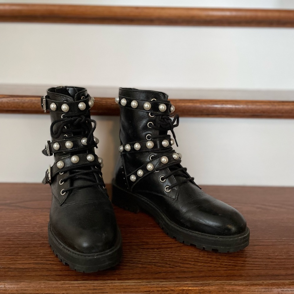 Zara Women Black Combat Boots.